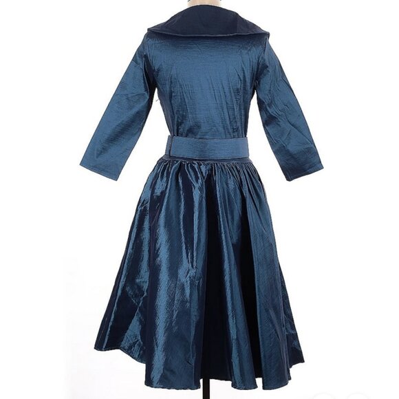 Pinup Couture Blue Birdie Dress With Belt! Size Large (UNICORN) - Picture 2 of 7